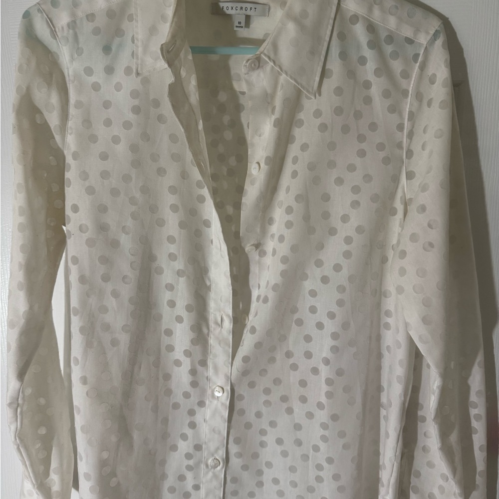Foxcroft Sheer Blouse with Subtle Dots